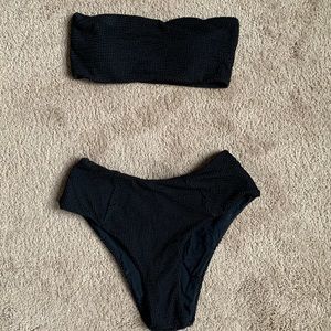 Black bandeau two piece swim suit. Size small.